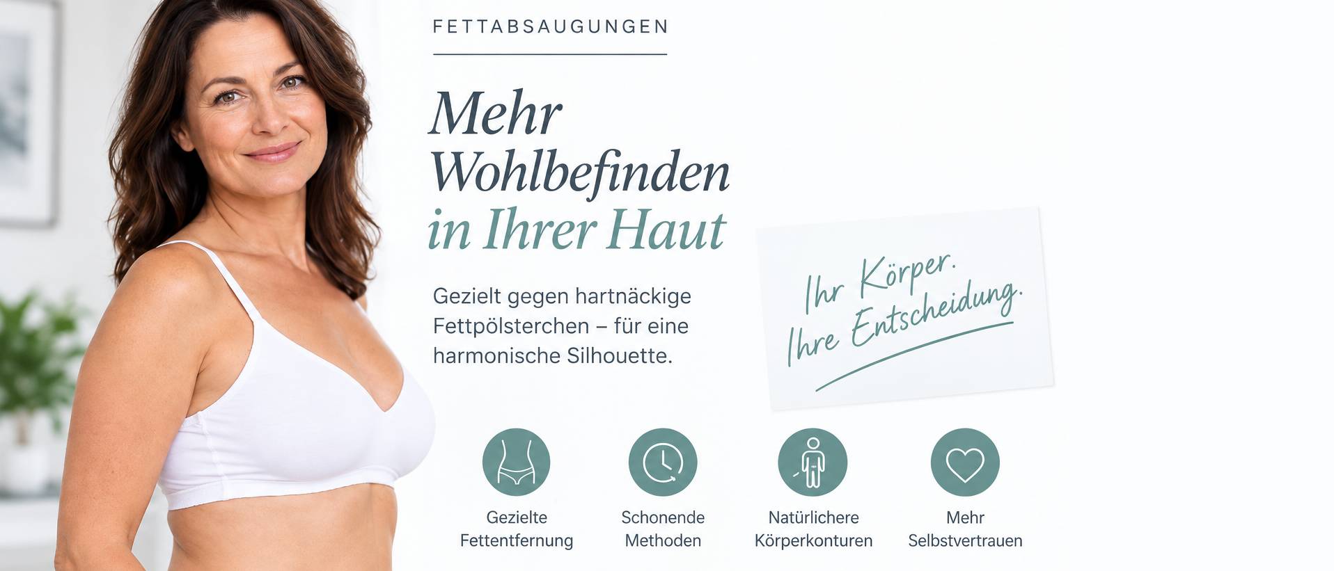 Fettabsaugung in den Wechseljahren – Frau mit Fokus auf Körperkontur und Wohlbefinden